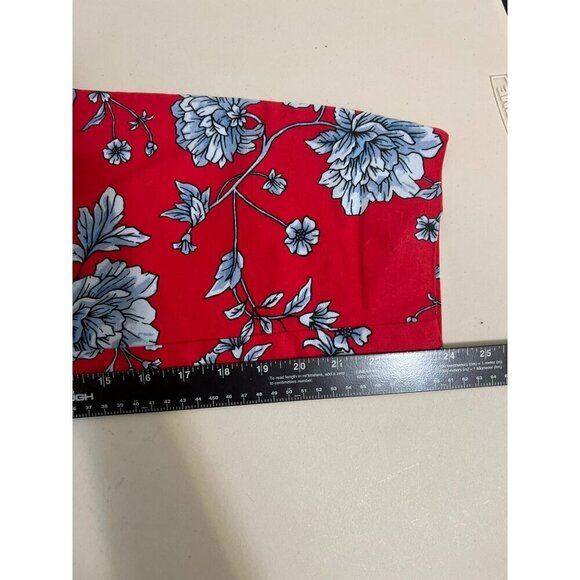 Roz & Ali Red Pants Blue Flowers Sz 14P Bright Novelty Printed - Picture 7 of 7
